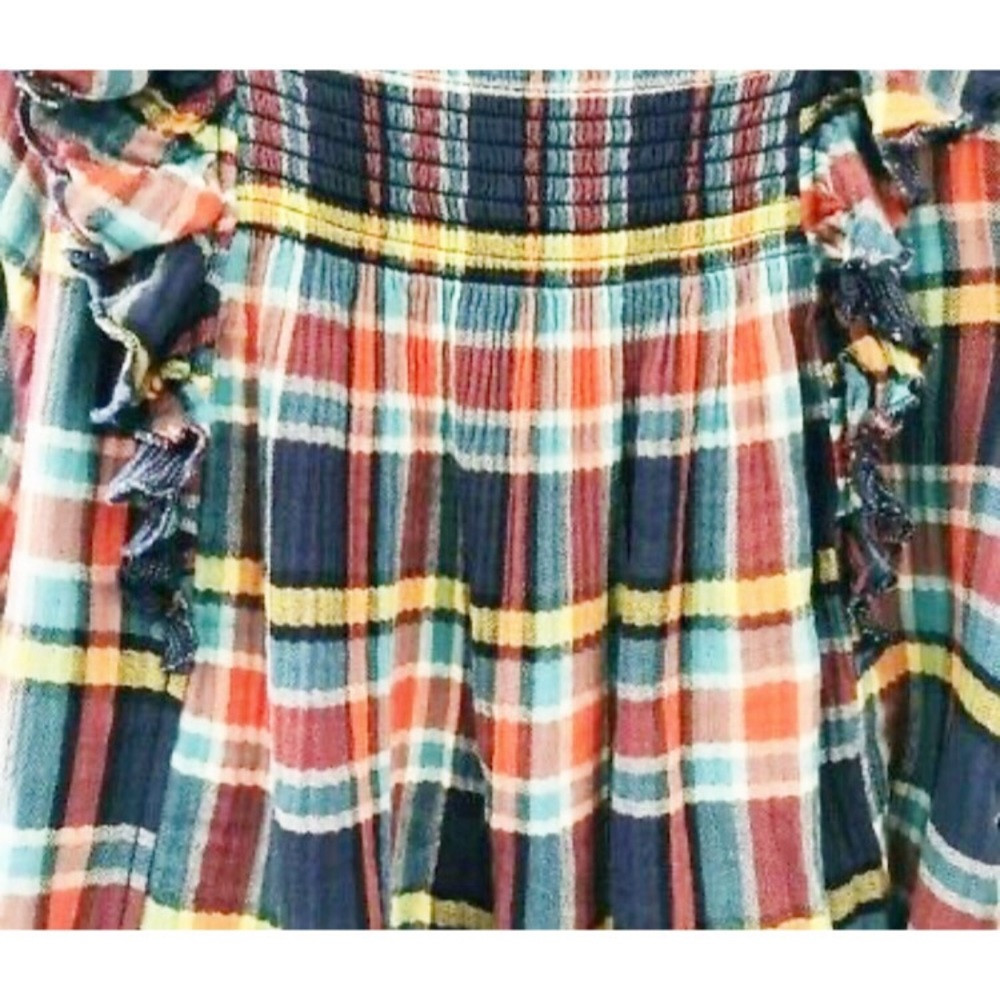 XS Left Free People New Siene Plaid Raffled Top - Picture 9 of 10